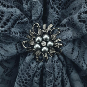 Bohemian Lace U Wrap & Diamante Scarf Ring (Dusty Blue)