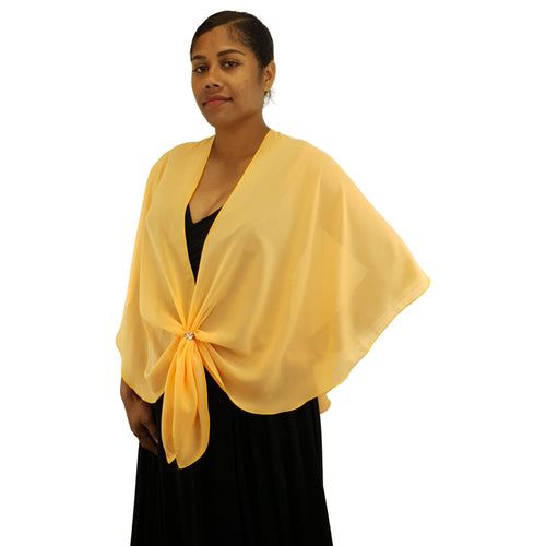 Chiffon U Wrap with Diamante Scarf Ring Set (Citrus)