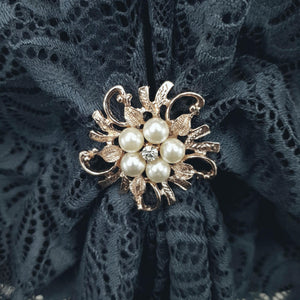 Bohemian Lace U Wrap & Diamante Scarf Ring (Dusty Blue)