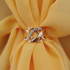 Chiffon U Wrap with Diamante Scarf Ring Set (Citrus)