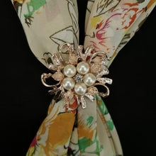 Chiffon Neck Scarf and Ring Set (Beige Floral)