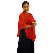 Bohemian Lace U Wrap & Diamante Scarf Ring (Red)