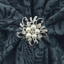 Bohemian Lace U Wrap & Diamante Scarf Ring (Dusty Blue)