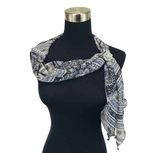Chiffon Neck Scarf and Ring Set (Purple Paisley)