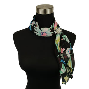 Chiffon Neck Scarf and Ring Set (Bright Floral)