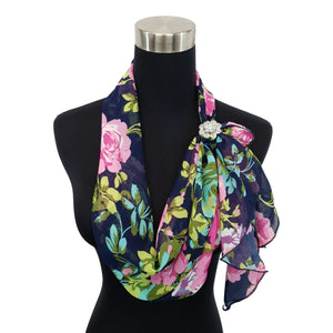 Chiffon Neck Scarf and Ring Set (Rose Garden)