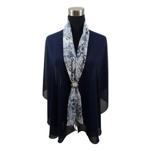 Chiffon Neck Scarf and Ring Set (Blue Floral)