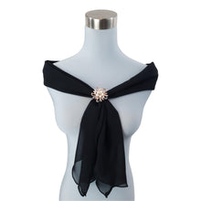 Chiffon Neck Scarf and Ring Set (Black)