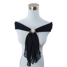 Chiffon Neck Scarf and Ring Set (Black)