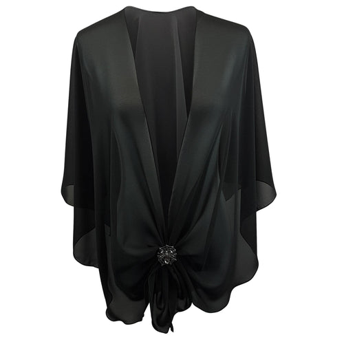 Chiffon U Wrap with Diamante Scarf Ring Set (Black with Spider Ring)