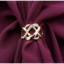 Chiffon U Wrap with Diamante Scarf Ring Set (Burgundy)