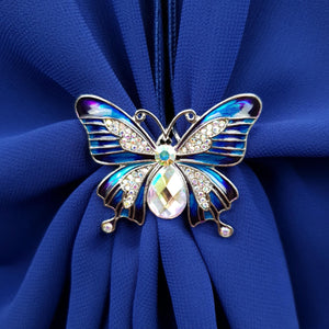 Chiffon U Wrap with Diamante Scarf Ring Set (Royal with Butterfly Ring)