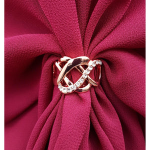 Chiffon U Wrap with Diamante Scarf Ring Set (Claret)