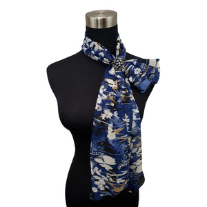 Chiffon Neck Scarf and Ring Set (Classic Navy)