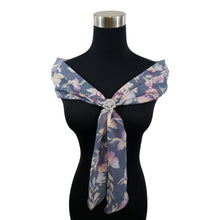Chiffon Neck Scarf and Ring Set (Denim Floral)