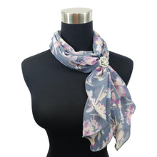 Chiffon Neck Scarf and Ring Set (Denim Floral)