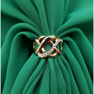 Chiffon U Wrap with Diamante Scarf Ring Set (Emerald)