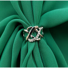 Chiffon U Wrap with Diamante Scarf Ring Set (Emerald)