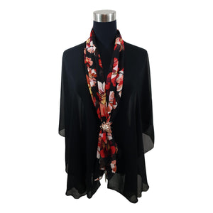 Chiffon Neck Scarf and Ring Set (Floral Flame)