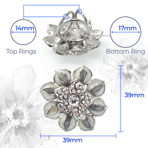 Chiffon U Wrap with Diamante Scarf Ring Set (Silvery Grey with Flower Ring)