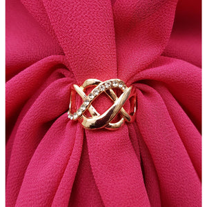 Chiffon U Wrap with Diamante Scarf Ring Set (Hot Pink)