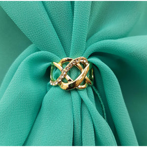 Chiffon U Wrap with Diamante Scarf Ring Set (Jade)