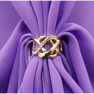 Chiffon U Wrap with Diamante Scarf Ring Set (Lavender)