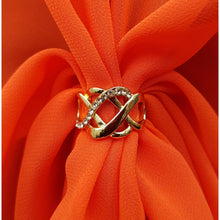 Chiffon U Wrap with Diamante Scarf Ring Set (Orange)