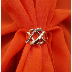 Chiffon U Wrap with Diamante Scarf Ring Set (Orange)