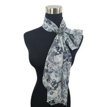Chiffon Neck Scarf and Ring Set (Blue Floral)
