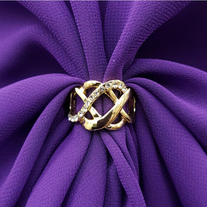 Chiffon U Wrap with Diamante Scarf Ring Set (Purple)