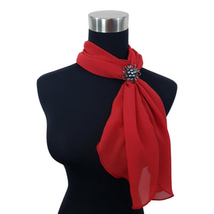 Chiffon Neck Scarf and Ring Set (Red)