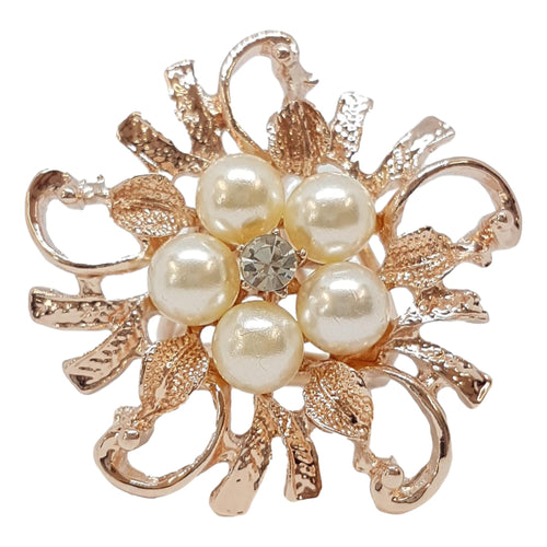 Rose Gold Pearl Triple Scarf Ring - (Med Rings)