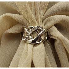 Chiffon U Wrap with Diamante Scarf Ring Set (Sand)