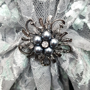 Bohemian Lace U Wrap & Diamante Scarf Ring (Silver/Mint)