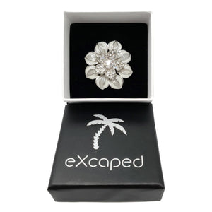 Silver Flower Triple Scarf Ring - (Small Rings)