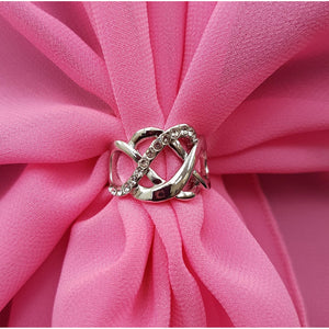 Chiffon U Wrap with Diamante Scarf Ring Set (Candy Pink)