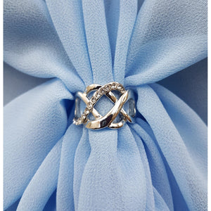 Chiffon U Wrap with Diamante Scarf Ring Set (Sky Blue)