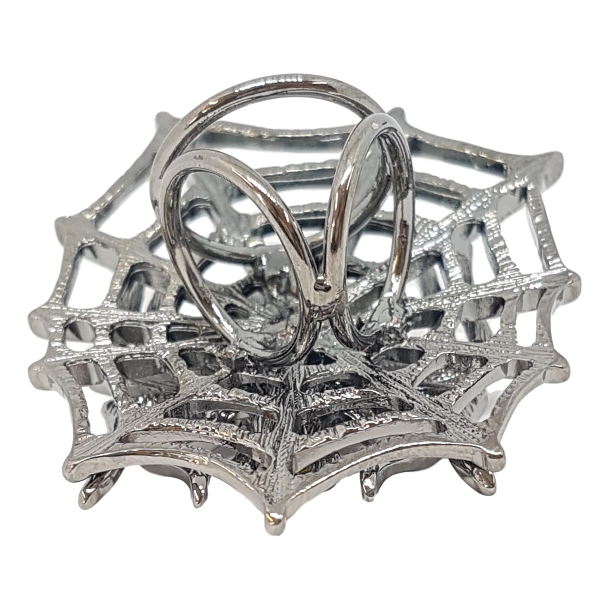 Silver Flower Triple Scarf Ring - (Small Rings) in Gift Box