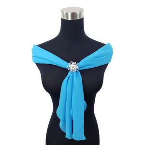 Chiffon Neck Scarf and Ring Set (Turquoise)