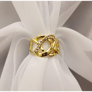 Chiffon U Wrap with Diamante Scarf Ring Set (White)