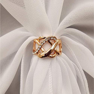Chiffon U Wrap with Diamante Scarf Ring Set (White)