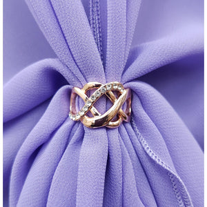 Chiffon U Wrap with Diamante Scarf Ring Set (Lilac)