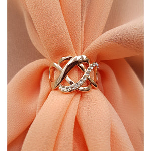 Chiffon U Wrap with Diamante Scarf Ring Set (Apricot)