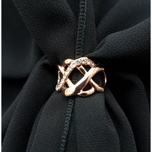 Chiffon U Wrap with Diamante Scarf Ring Set (Black)