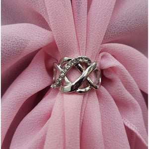 Chiffon U Wrap with Diamante Scarf Ring Set (Pink)